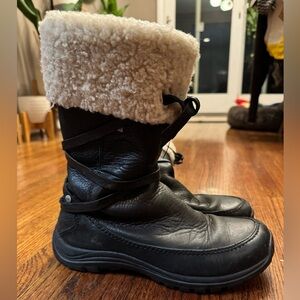 UGG Summit Black Leather + Shearling Winter Boots